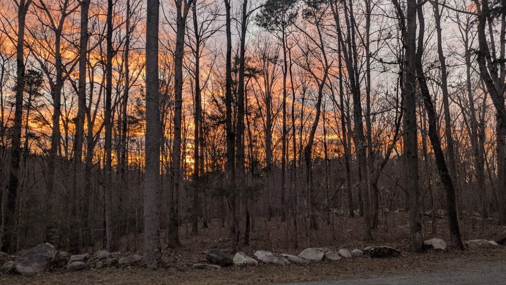 A picture of sunset at Doug Dotson Pottery